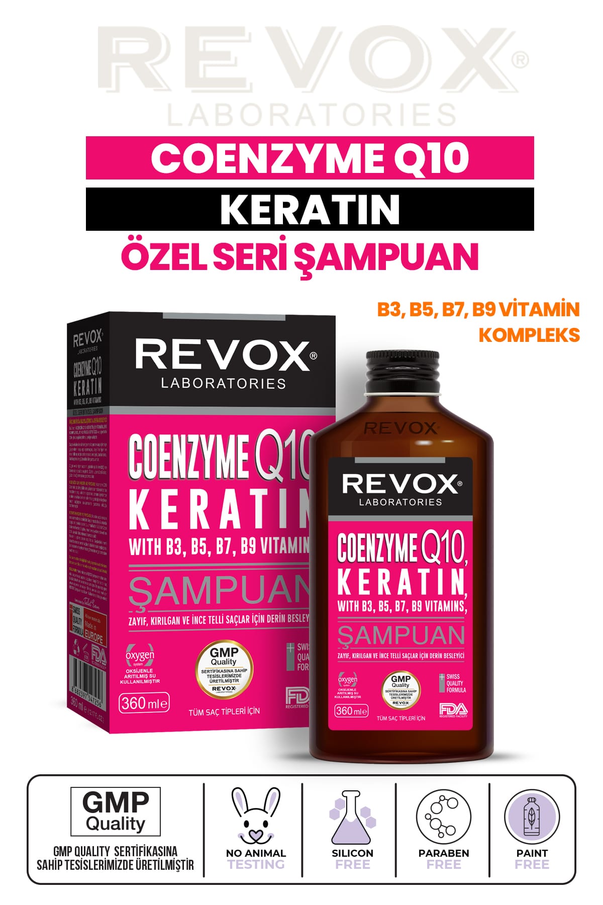 Keratin, Koenzim Q10, B Vitamin Kompleks Özel Seri Saç Bakım Şampuanı