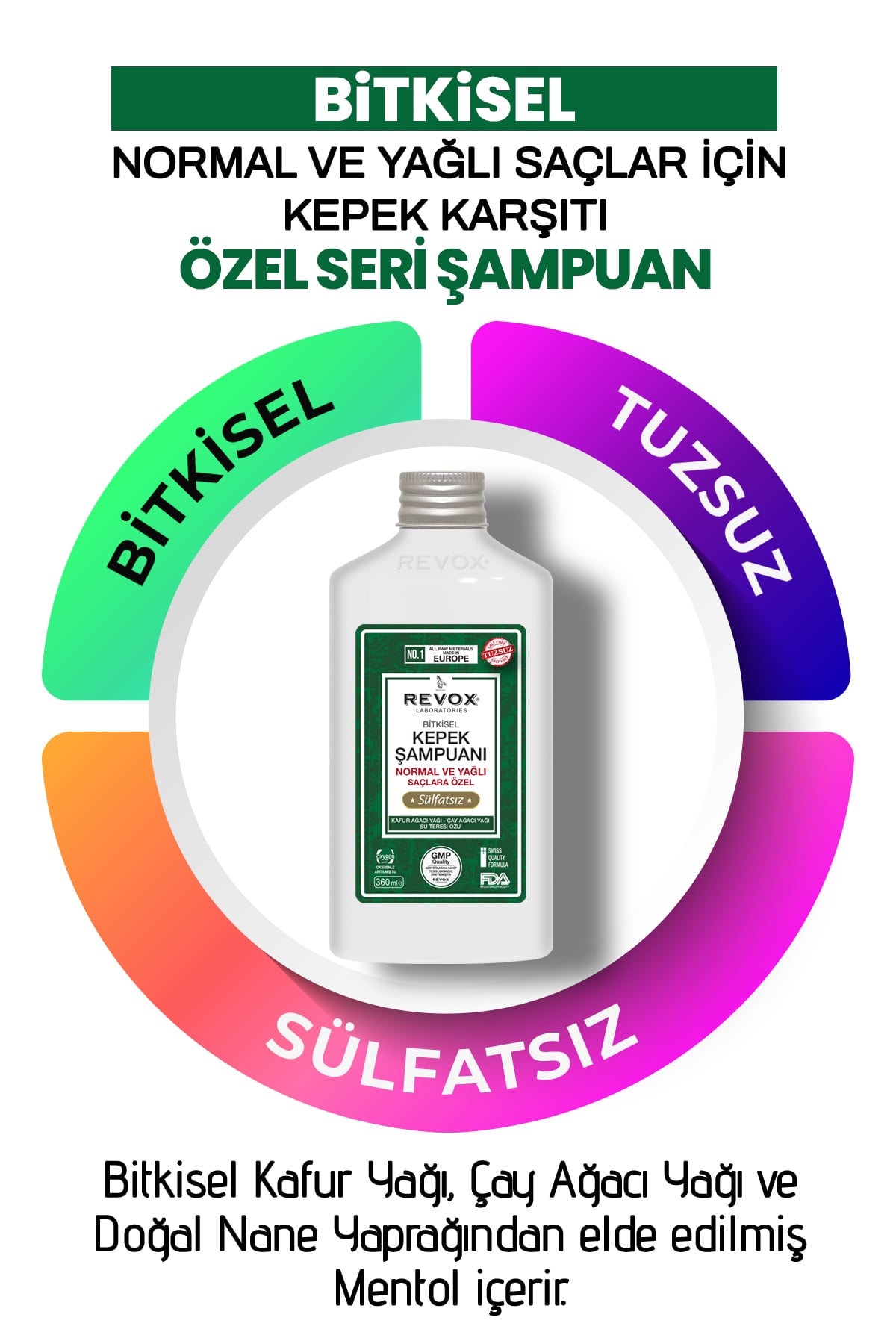 Bitkisel Kepeğe Karşı Etkili Şampuan Tuzsuz Sülfatsız / Normal Ve Yağlı Saçlar için